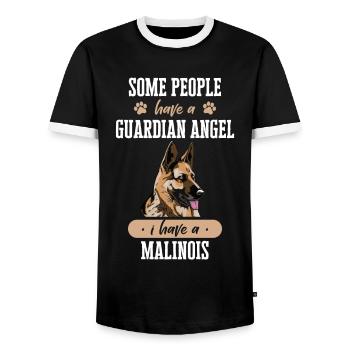 Malinois Hund - Männer Kontrast-T-Shirt - Schwarz/Weiß - Vorne - AI Model Female 172 light (172cm) & AI Model Male 178 light (178cm)