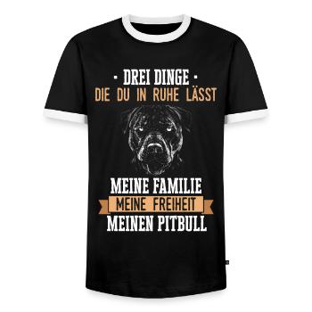 Pitbull Hund - Männer Kontrast-T-Shirt - Schwarz/Weiß - Vorne - AI Model Female 172 light (172cm) & AI Model Male 178 light (178cm)