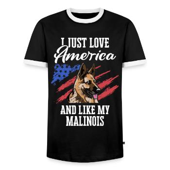 Malinois Hund - Männer Kontrast-T-Shirt - Schwarz/Weiß - Vorne - AI Model Female 172 light (172cm) & AI Model Male 178 light (178cm)