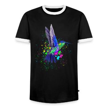 Hummingbird Hummingbird Bird Hummingbird Animal - Men's Ringer Shirt - black/white - Front - AI Model Female 172 light (172cm) & AI Model Male 178 light (178cm)