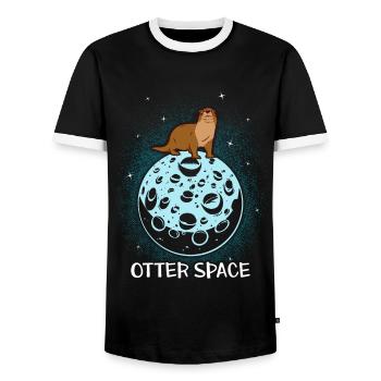 Otter Sea Otter - Men's Ringer Shirt - black/white - Front - AI Model Female 172 light (172cm) & AI Model Male 178 light (178cm)