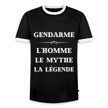 gendarme homme mythe legende humour gendarmerie - T-shirt contrasté Homme - noir/blanc - Devant - AI Model Female 172 light (172cm) & AI Model Male 178 light (178cm)