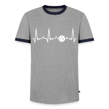Pickleball Pickleballer Sport - Men's Ringer Shirt - grey/navy  - Front - AI Model Female 172 light (172cm) & AI Model Male 178 light (178cm)