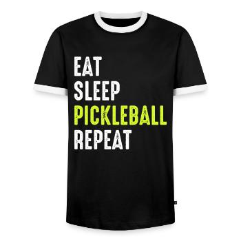 Pickleball Pickleballer Sport - T-shirt contrasté Homme - noir/blanc - Devant - AI Model Female 172 light (172cm) & AI Model Male 178 light (178cm)