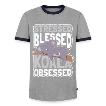 Koala Koalas Koala Bear Animal - Men's Ringer Shirt - grey/navy  - Front - AI Model Female 172 light (172cm) & AI Model Male 178 light (178cm)
