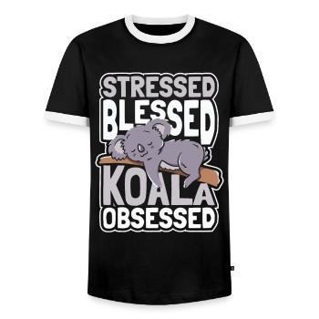Koala Koalas Koala Bear Animal - Men's Ringer Shirt - black/white - Front - AI Model Female 172 light (172cm) & AI Model Male 178 light (178cm)