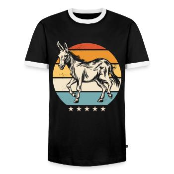 Âne Âne Animal - T-shirt contrasté Homme - noir/blanc - Devant - AI Model Female 172 light (172cm) & AI Model Male 178 light (178cm)