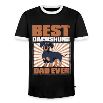 Dachshund Dog - Men's Ringer Shirt - black/white - Front - AI Model Female 172 light (172cm) & AI Model Male 178 light (178cm)