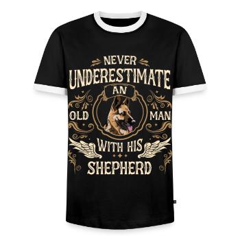 Deutscher Schäferhund Hund - Männer Kontrast-T-Shirt - Schwarz/Weiß - Vorne - AI Model Female 172 light (172cm) & AI Model Male 178 light (178cm)