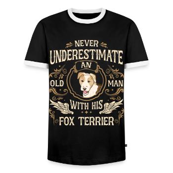 Chien Fox Terrier - T-shirt contrasté Homme - noir/blanc - Devant - AI Model Female 172 light (172cm) & AI Model Male 178 light (178cm)