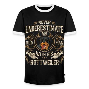 Rottweiler Dog - Men's Ringer Shirt - black/white - Front - AI Model Female 172 light (172cm) & AI Model Male 178 light (178cm)