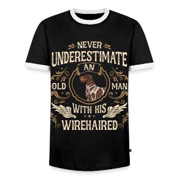 German Wirehair Dog - Men's Ringer Shirt - black/white - Front - AI Model Female 172 light (172cm) & AI Model Male 178 light (178cm)
