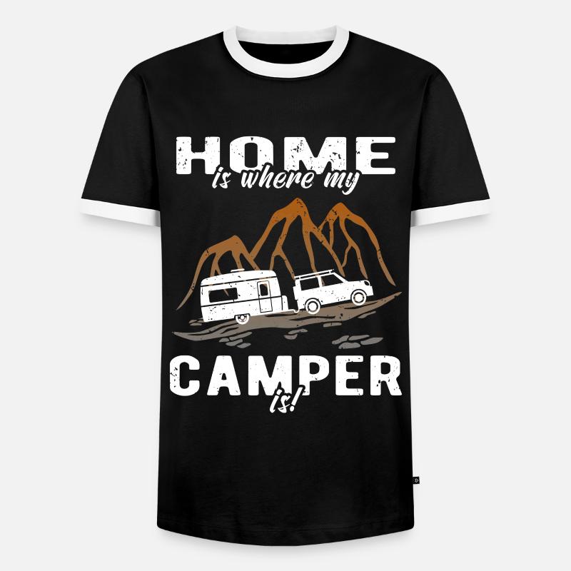 Caravan Camper Camping - Men's Ringer Shirt - black/white