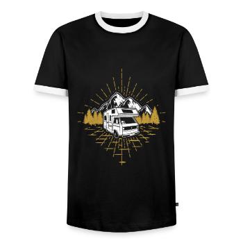 Motorhome Womo - Men's Ringer Shirt - black/white - Front - AI Model Female 172 light (172cm) & AI Model Male 178 light (178cm)