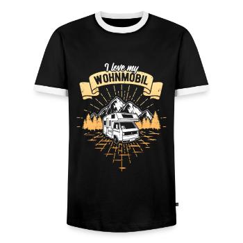 I love my Wohnmobil lustig - Männer Kontrast-T-Shirt - Schwarz/Weiß - Vorne - AI Model Female 172 light (172cm) & AI Model Male 178 light (178cm)