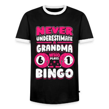 Bingo Glücksspiel Lotterie Bingo Spieler - Männer Kontrast-T-Shirt - Schwarz/Weiß - Vorne - AI Model Female 172 light (172cm) & AI Model Male 178 light (178cm)