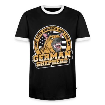Deutscher Schäferhund Hund - Männer Kontrast-T-Shirt - Schwarz/Weiß - Vorne - AI Model Female 172 light (172cm) & AI Model Male 178 light (178cm)