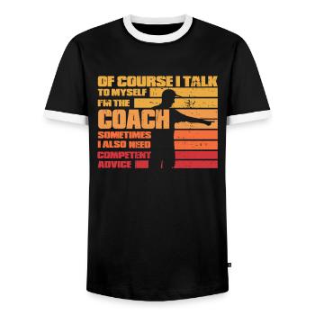 Coach Trainer - Men's Ringer Shirt - black/white - Front - AI Model Female 172 light (172cm) & AI Model Male 178 light (178cm)