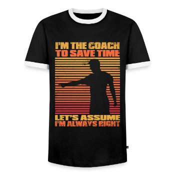 Coach Trainer - Men's Ringer Shirt - black/white - Front - AI Model Female 172 light (172cm) & AI Model Male 178 light (178cm)