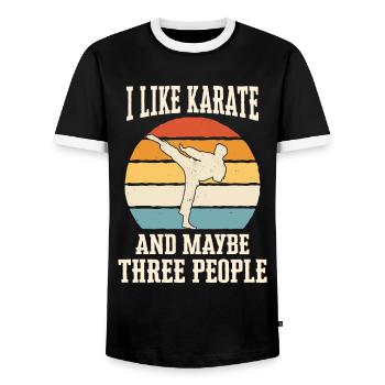 Karaté Karaté Combattant Arts Martiaux - T-shirt contrasté Homme - noir/blanc - Devant - AI Model Female 172 light (172cm) & AI Model Male 178 light (178cm)