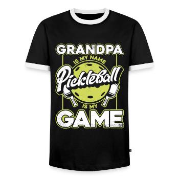 Pickleball Pickleballer Sport - T-shirt contrasté Homme - noir/blanc - Devant - AI Model Female 172 light (172cm) & AI Model Male 178 light (178cm)