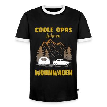 Wohnwagen Opa Enkel Camping - Männer Kontrast-T-Shirt - Schwarz/Weiß - Vorne - AI Model Female 172 light (172cm) & AI Model Male 178 light (178cm)