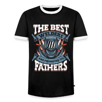 Welder MetalWorker - Men's Ringer Shirt - black/white - Front - AI Model Female 172 light (172cm) & AI Model Male 178 light (178cm)