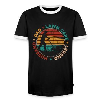 Lawn Mower Lawn Mower Garden - Men's Ringer Shirt - black/white - Front - AI Model Female 172 light (172cm) & AI Model Male 178 light (178cm)