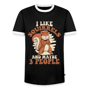 Squirrel Animal - Men's Ringer Shirt - black/white - Front - AI Model Female 172 light (172cm) & AI Model Male 178 light (178cm)