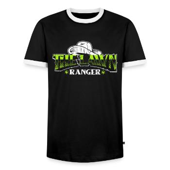 Lawn Mower Lawn Mower Garden - Men's Ringer Shirt - black/white - Front - AI Model Female 172 light (172cm) & AI Model Male 178 light (178cm)