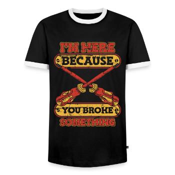 Electrician Electronics Technician Craftsman Profession Saying - Men's Ringer Shirt - black/white - Front - AI Model Female 172 light (172cm) & AI Model Male 178 light (178cm)