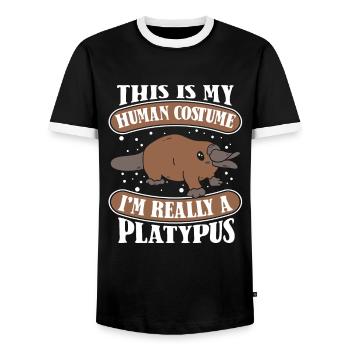 Platypus Animal - Men's Ringer Shirt - black/white - Front - AI Model Female 172 light (172cm) & AI Model Male 178 light (178cm)