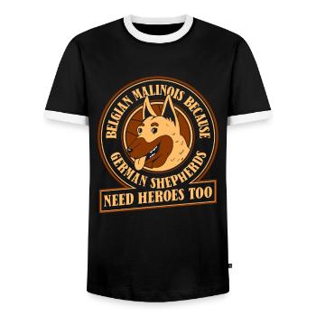 Malinois Hund - Männer Kontrast-T-Shirt - Schwarz/Weiß - Vorne - AI Model Female 172 light (172cm) & AI Model Male 178 light (178cm)