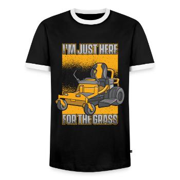 Lawn Mower Lawn Mower Garden - Men's Ringer Shirt - black/white - Front - AI Model Female 172 light (172cm) & AI Model Male 178 light (178cm)