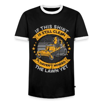 Lawn Mower Lawn Mower Garden - Men's Ringer Shirt - black/white - Front - AI Model Female 172 light (172cm) & AI Model Male 178 light (178cm)