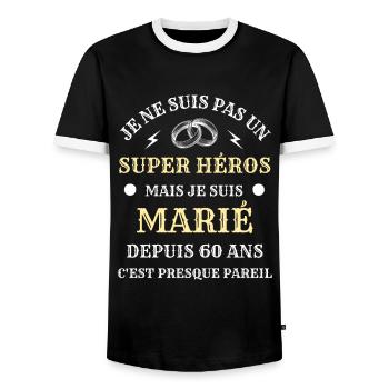 60 ans de mariage homme humour marié cadeau drôle - T-shirt contrasté Homme - noir/blanc - Devant - AI Model Female 172 light (172cm) & AI Model Male 178 light (178cm)