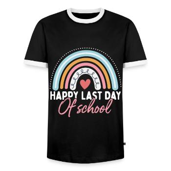 Happy Last Day School Teacher Student Graduation - Men's Ringer Shirt - black/white - Front - AI Model Female 172 light (172cm) & AI Model Male 178 light (178cm)