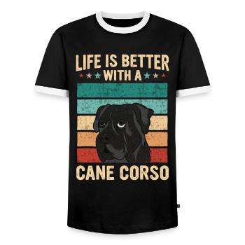 Cane Corso Chien - T-shirt contrasté Homme - noir/blanc - Devant - AI Model Female 172 light (172cm) & AI Model Male 178 light (178cm)