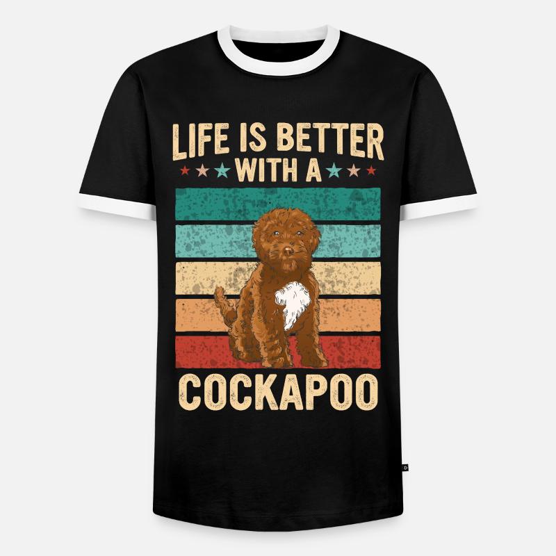 Cockapoo Chien - T-shirt contrasté Homme - noir/blanc