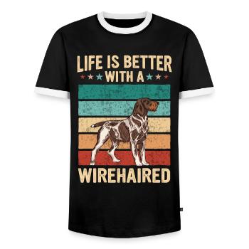Chien allemand Wirehair - T-shirt contrasté Homme - noir/blanc - Devant - AI Model Female 172 light (172cm) & AI Model Male 178 light (178cm)
