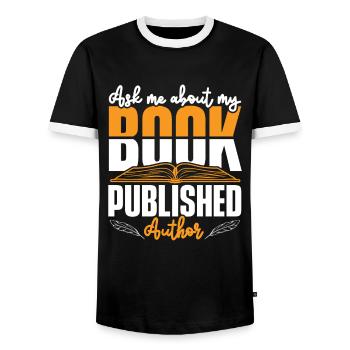 Écrivain Auteur Écriture Livre - T-shirt contrasté Homme - noir/blanc - Devant - AI Model Female 172 light (172cm) & AI Model Male 178 light (178cm)