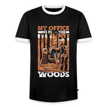 Bûcheron Whale Worker Chainsaw Axe - T-shirt contrasté Homme - noir/blanc - Devant - AI Model Female 172 light (172cm) & AI Model Male 178 light (178cm)