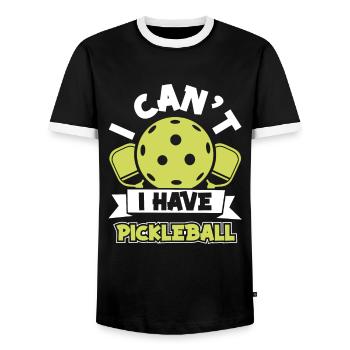 Pickleball Pickleballer Sport - T-shirt contrasté Homme - noir/blanc - Devant - AI Model Female 172 light (172cm) & AI Model Male 178 light (178cm)