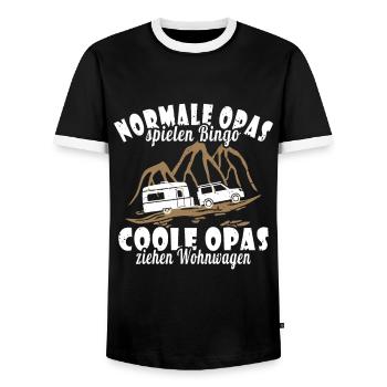 Wohnwagen Opa Enkel - Männer Kontrast-T-Shirt - Schwarz/Weiß - Vorne - AI Model Female 172 light (172cm) & AI Model Male 178 light (178cm)
