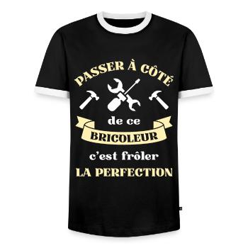 perfection bricoleur humour bricolage homme papy - T-shirt contrasté Homme - noir/blanc - Devant - AI Model Female 172 light (172cm) & AI Model Male 178 light (178cm)