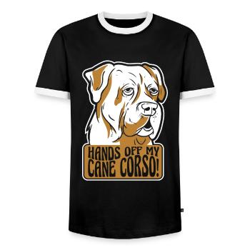 Cane Corso Chien - T-shirt contrasté Homme - noir/blanc - Devant - AI Model Female 172 light (172cm) & AI Model Male 178 light (178cm)