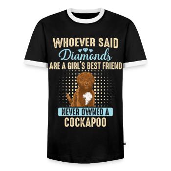 Cockapoo Chien - T-shirt contrasté Homme - noir/blanc - Devant - AI Model Female 172 light (172cm) & AI Model Male 178 light (178cm)