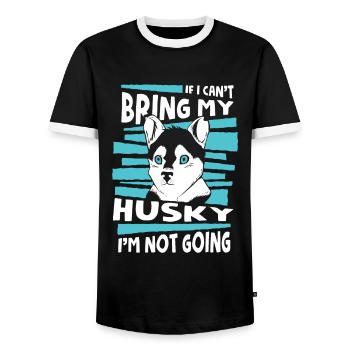 Chien Husky Sibérien - T-shirt contrasté Homme - noir/blanc - Devant - AI Model Female 172 light (172cm) & AI Model Male 178 light (178cm)