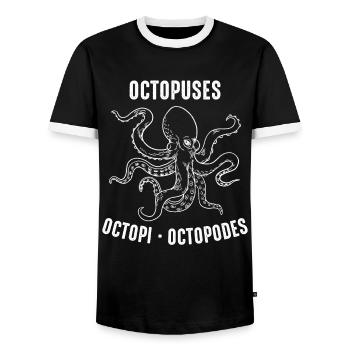 Octopus Octopus Cuttlefish Animal - Men's Ringer Shirt - black/white - Front - AI Model Female 172 light (172cm) & AI Model Male 178 light (178cm)