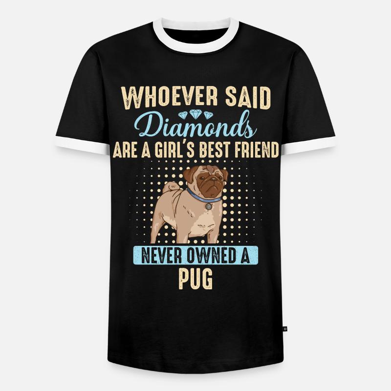 Mops Möpse Hund - Männer Kontrast-T-Shirt - Schwarz/Weiß